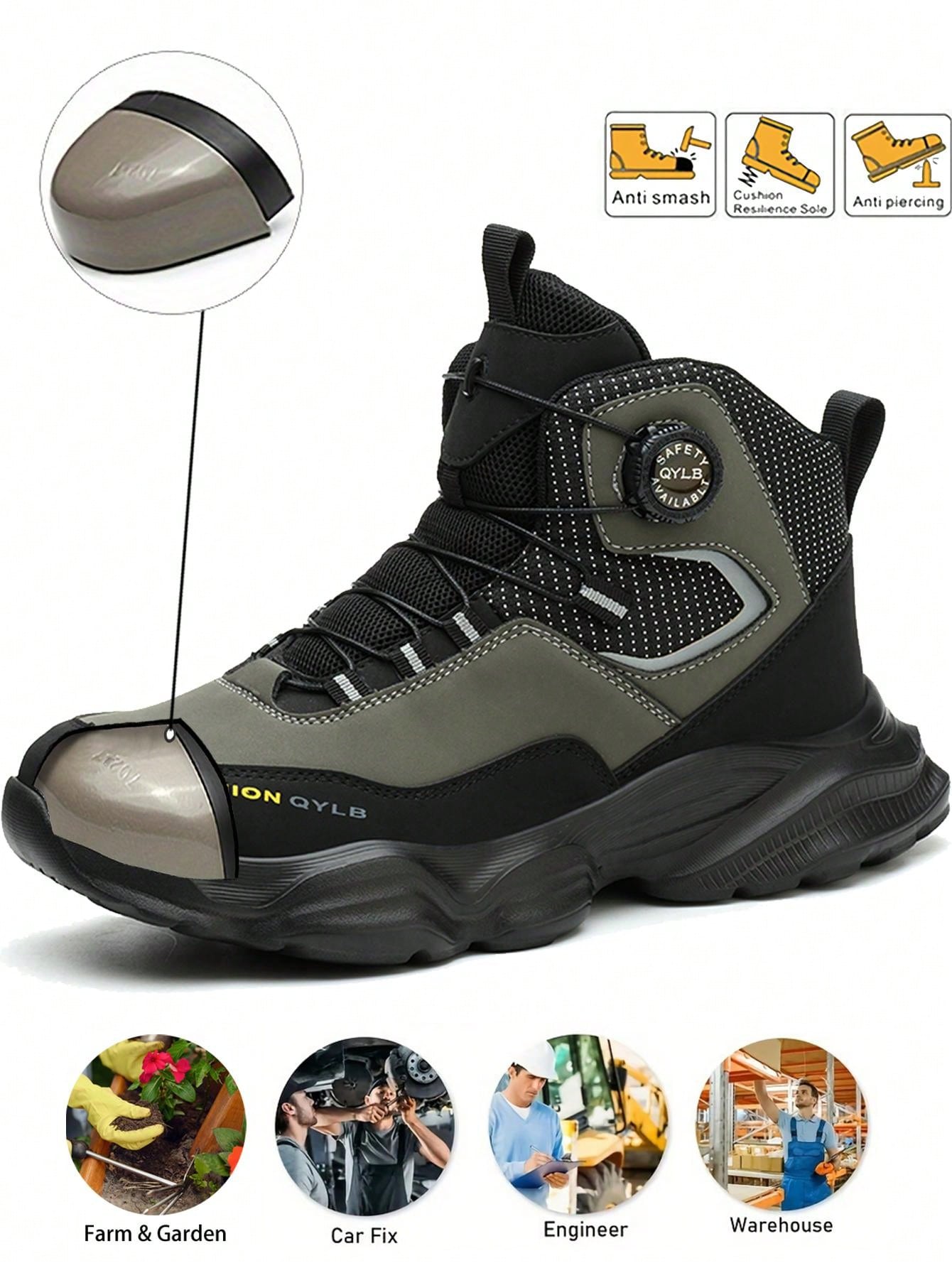 SteelGuard Pro – Calçados de Segurança Masculinos com Botão Giratório