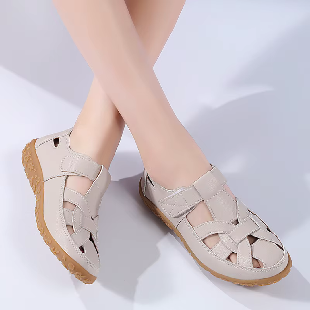 Sandalias ortopédicas de cuero transpirable para mujer