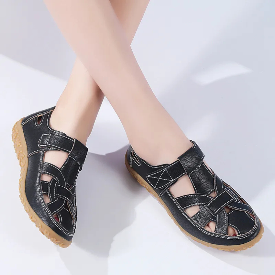 Sandalias ortopédicas de cuero transpirable para mujer