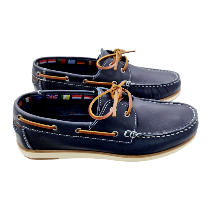 ZAPATOS NÁUTICOS DE HOMBRE DE PIEL SUAVE AZUL MARINO