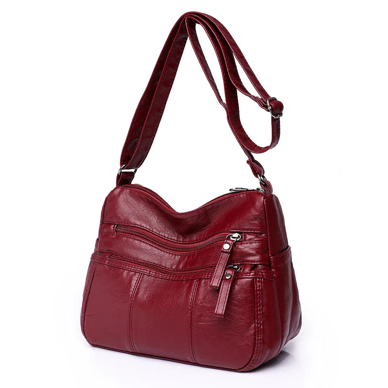 Bolso de Couro™ com Vários Compartimentos