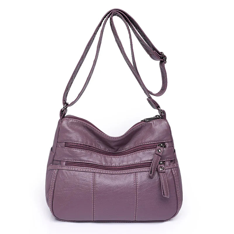 Bolso de Couro™ com Vários Compartimentos