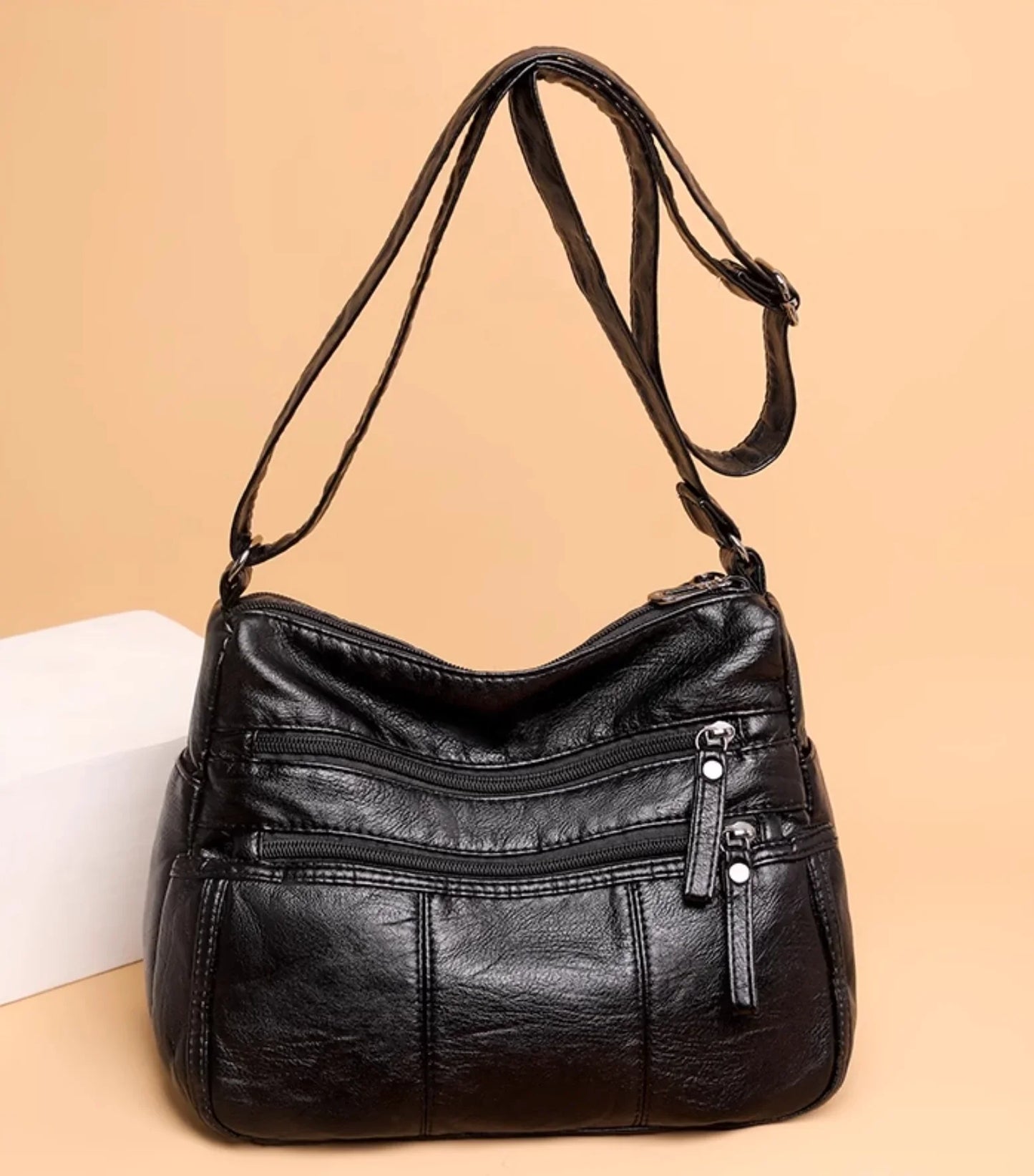 Bolso de Couro™ com Vários Compartimentos
