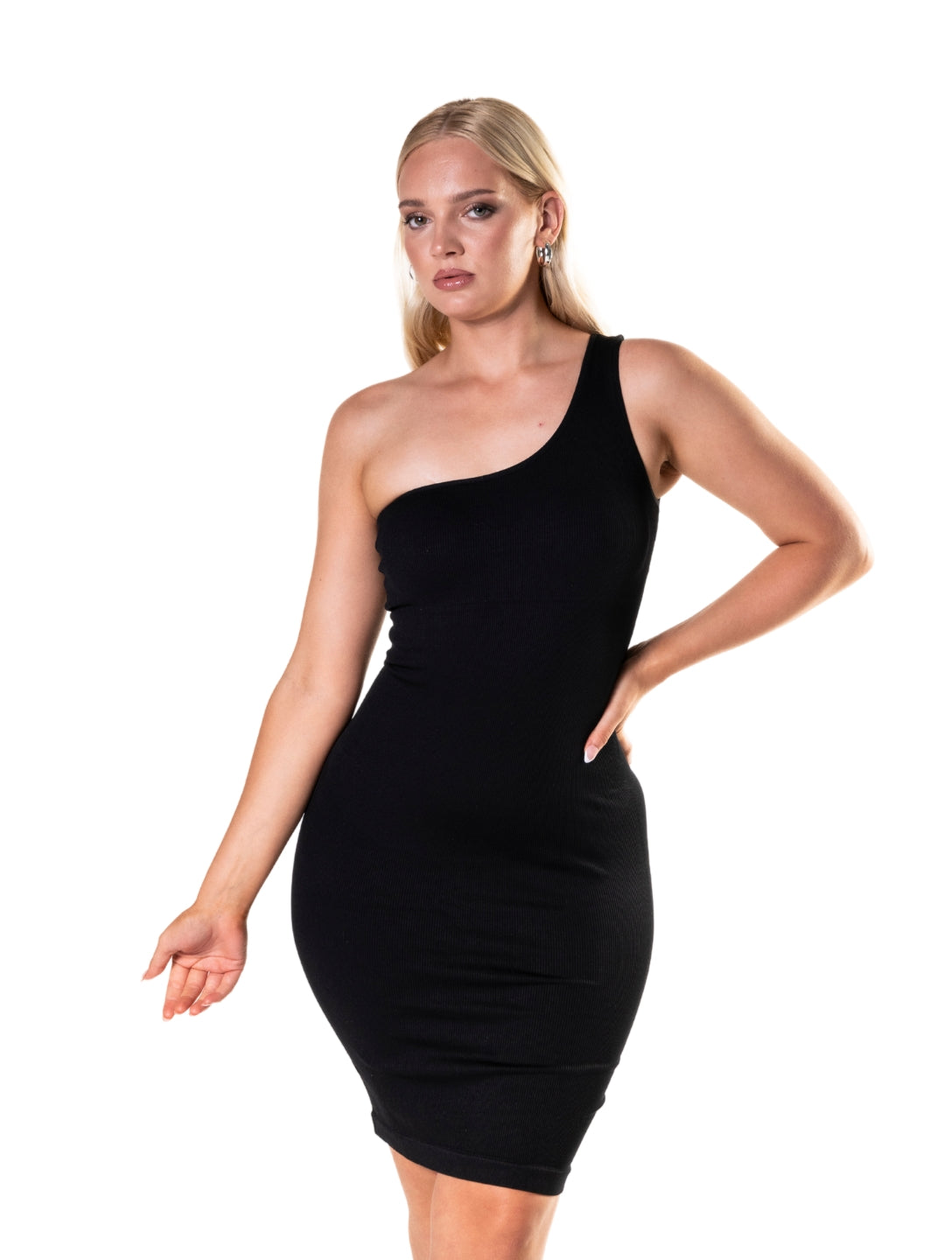 Deslumbrante vestido mini ajustado de um ombro só