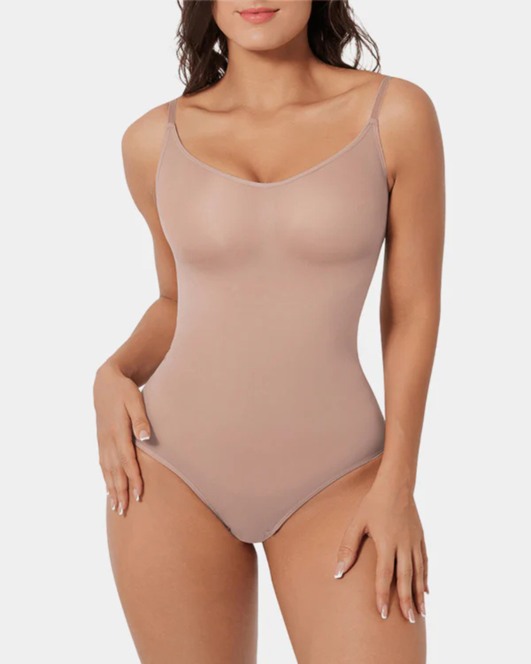 Body Modelador Sem Costuras com Alças Ajustáveis e Efeito de Barriga Lisa