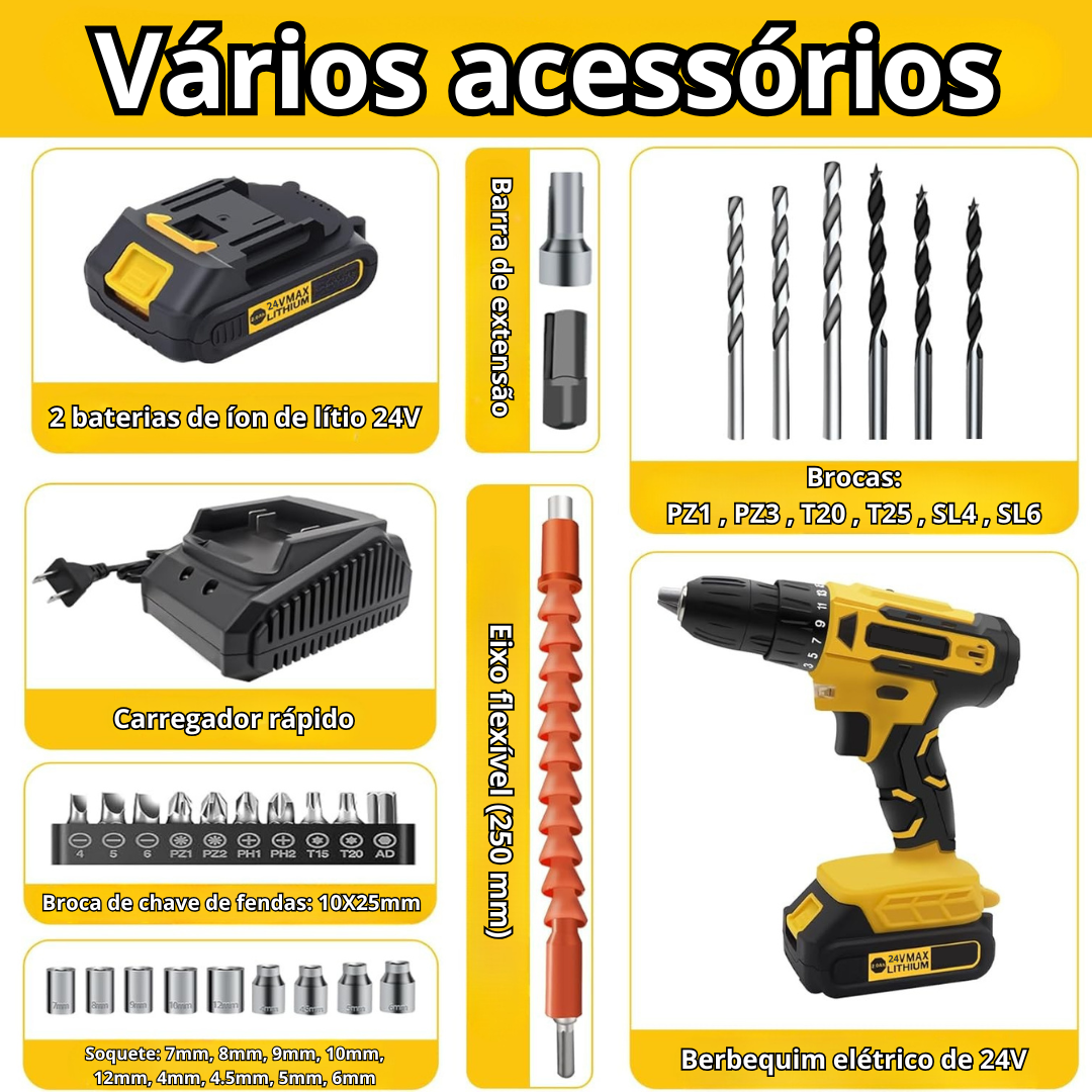 FlexiPerfura™ - Perfurador e aparafusadora com extensão flexível para espaços reduzidos