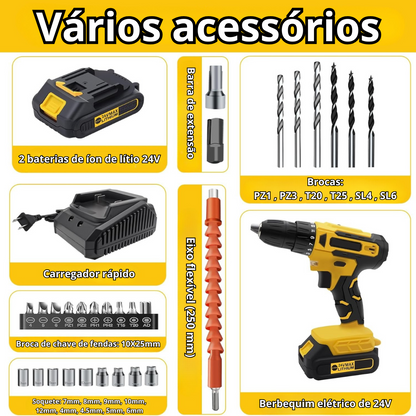 FlexiPerfura™ - Perfurador e aparafusadora com extensão flexível para espaços reduzidos