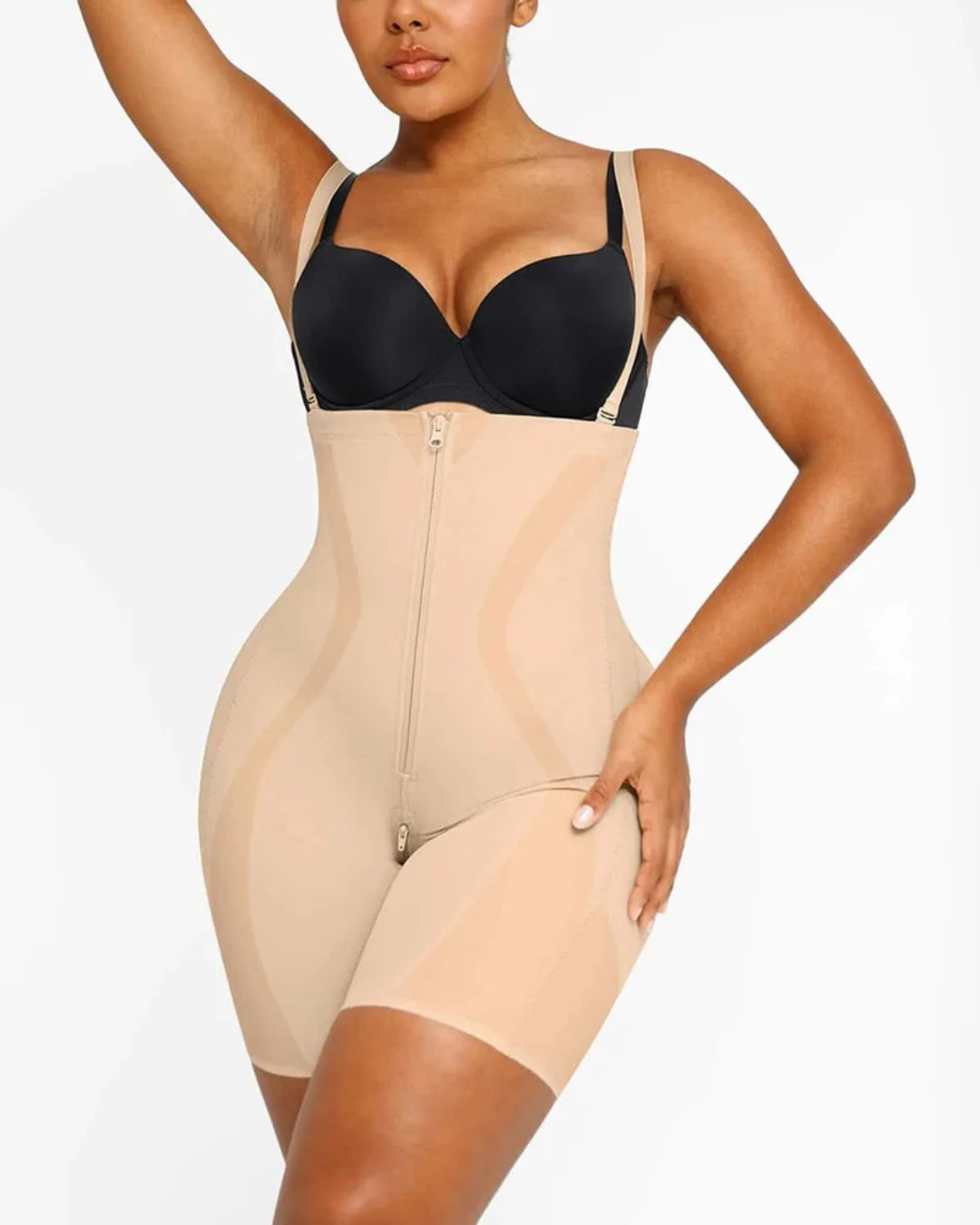 Modelador de Corpo com Fecho à Frente e Reforço das Nádegas