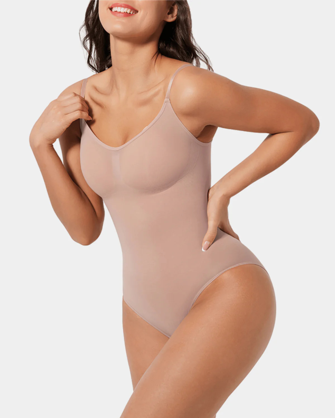 Body Modelador Sem Costuras com Alças Ajustáveis e Efeito de Barriga Lisa