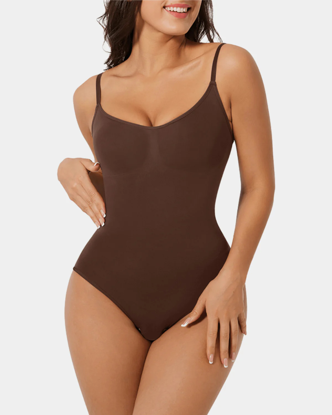 Body Modelador Sem Costuras com Alças Ajustáveis e Efeito de Barriga Lisa