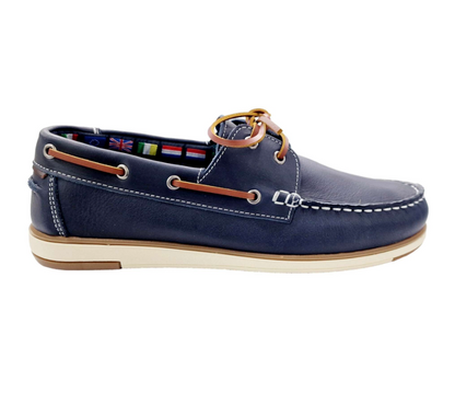 ZAPATOS NÁUTICOS DE HOMBRE DE PIEL SUAVE AZUL MARINO