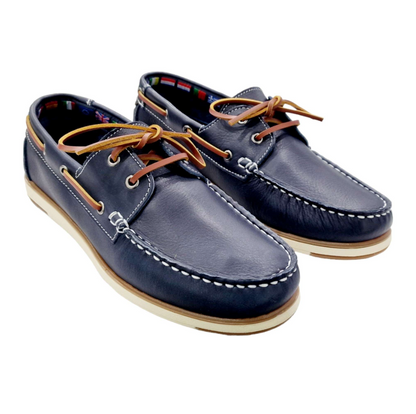 ZAPATOS NÁUTICOS DE HOMBRE DE PIEL SUAVE AZUL MARINO