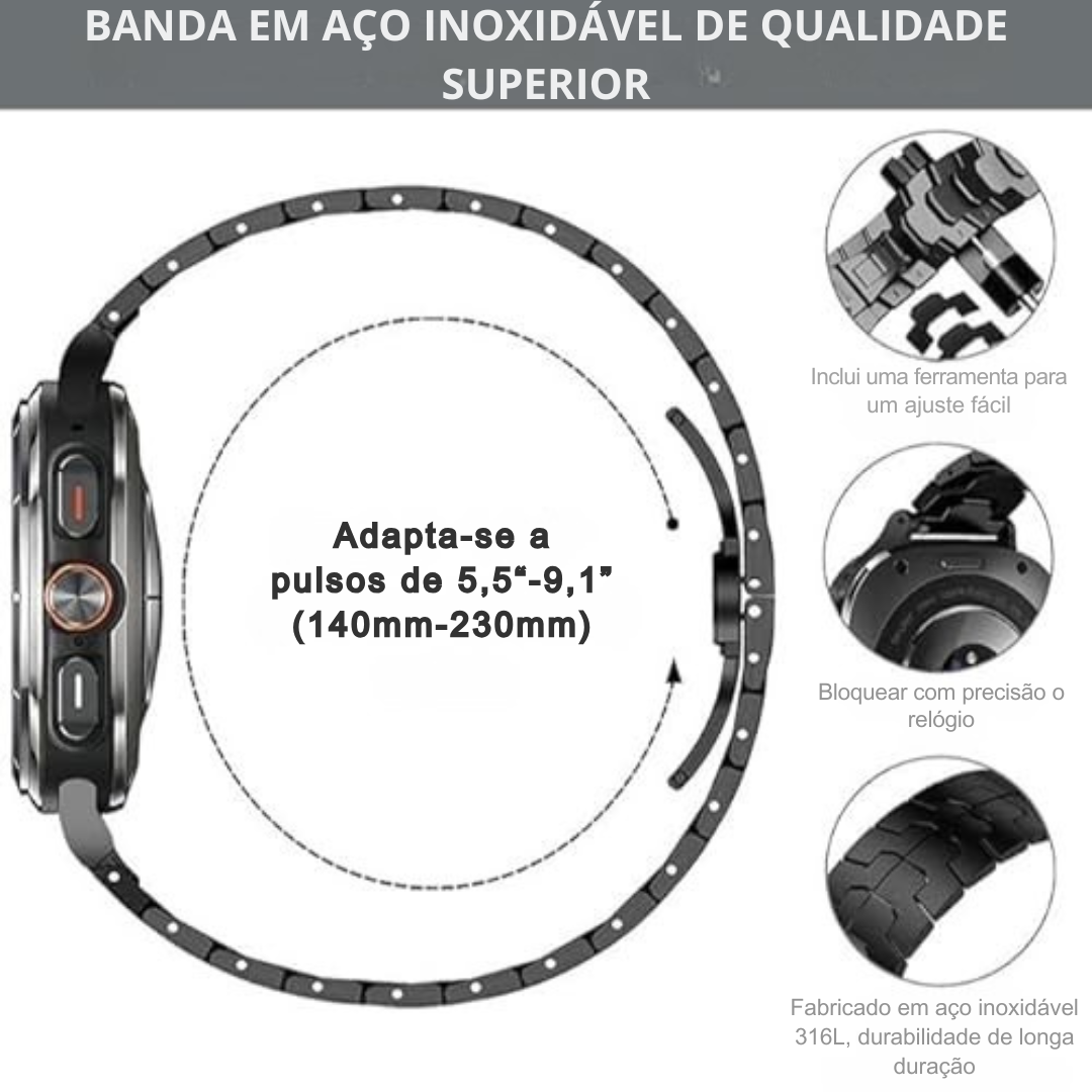 Cronos™ - Relógio desportivo com bracelete em aço