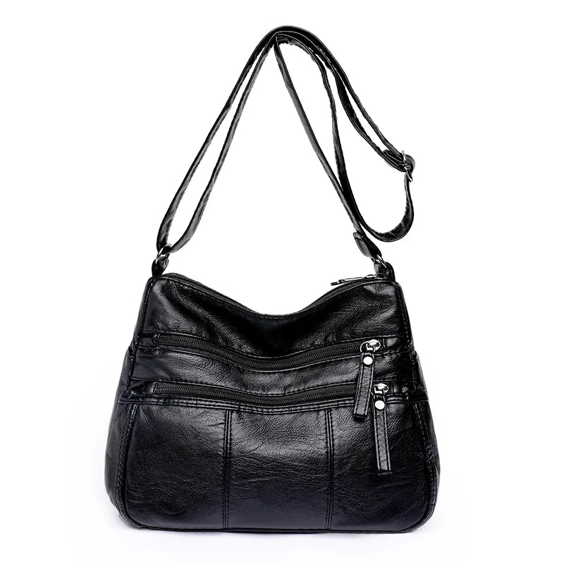 Bolso de Couro™ com Vários Compartimentos