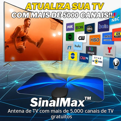 SinalMax™ - Antena de TV com mais de 5000 canais de TV gratuitos