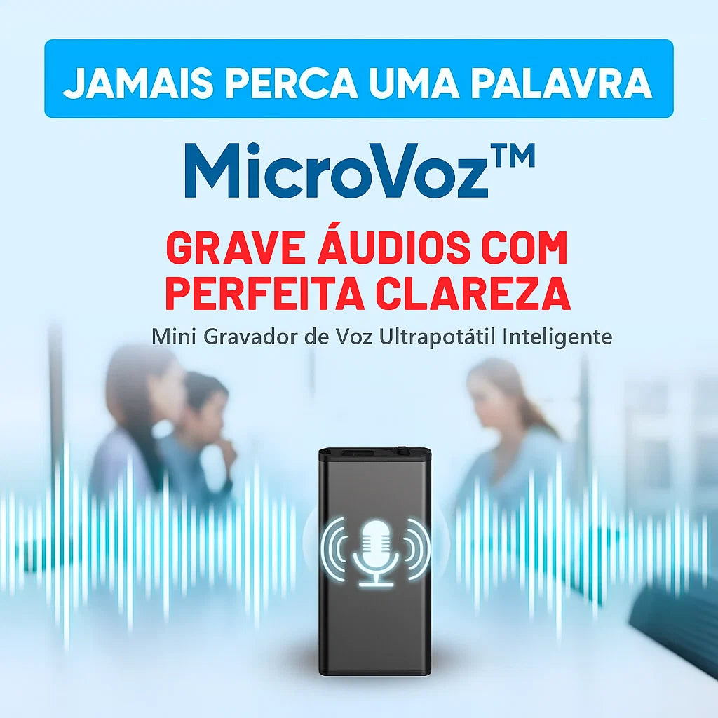 MicroVoz™ - Mini Gravador de Voz Ultraportátil